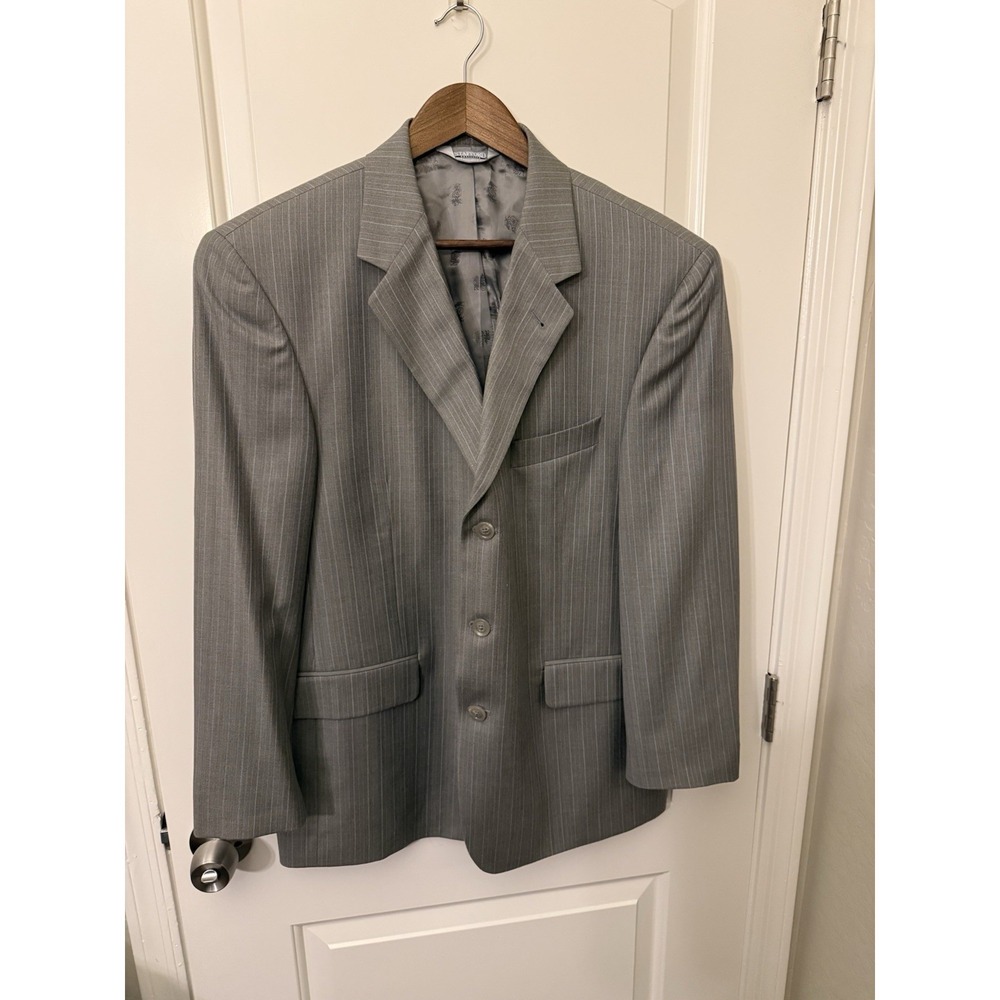 Stafford Men's Sport Coat Blazer Three Button Gray Silk Wool Blend‎ 42S